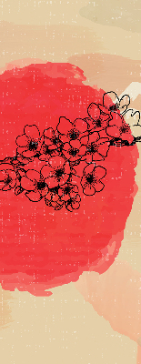 Roller blind for large window Flowers in a red circle