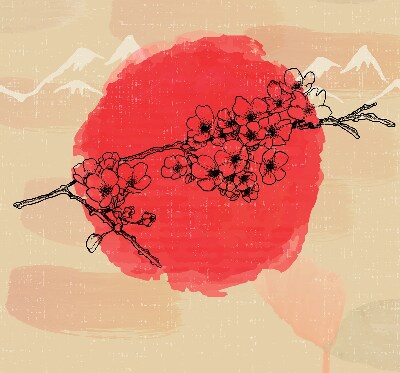Roller blind for large window Flowers in a red circle