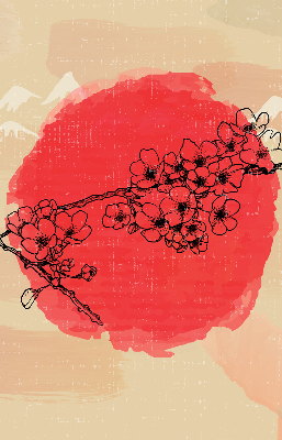 Roller blind for large window Flowers in a red circle