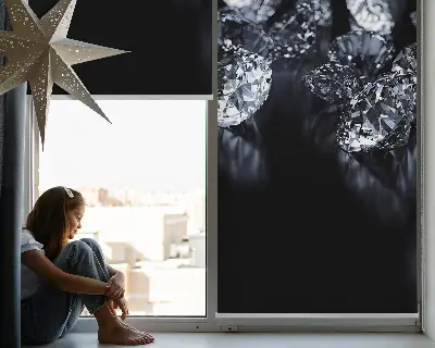 Blackout roller blind with diamonds and sparkle design