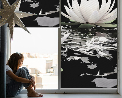 Fabric roller blind for window Water lilies on the surface