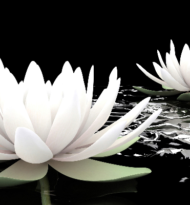 Fabric roller blind for window Water lilies on the surface