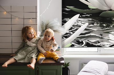 Fabric roller blind for window Water lilies on the surface