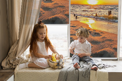 Fabric roller blind for window sunset and colors design