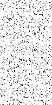 Fabric roller blind for window drawn dogs pattern