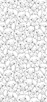 Fabric roller blind for window drawn dogs pattern