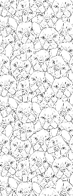 Fabric roller blind for window drawn dogs pattern
