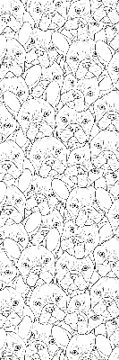 Fabric roller blind for window drawn dogs pattern