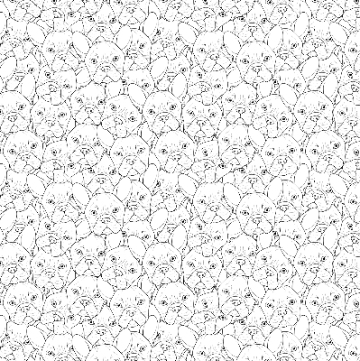 Fabric roller blind for window drawn dogs pattern