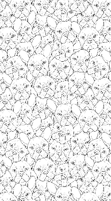 Fabric roller blind for window drawn dogs pattern