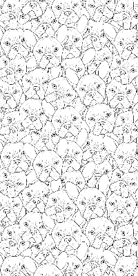 Fabric roller blind for window drawn dogs pattern