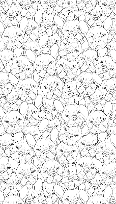 Fabric roller blind for window drawn dogs pattern