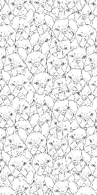 Fabric roller blind for window drawn dogs pattern