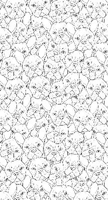 Fabric roller blind for window drawn dogs pattern
