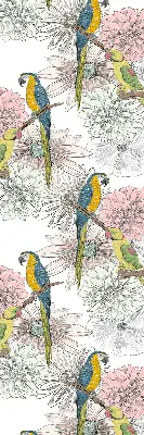 Blackout roller blind with parrots on a branch pattern