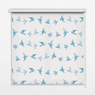 Blackout roller blind for window Blue birds