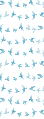 Blackout roller blind for window with blue birds pattern