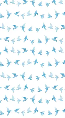Blackout roller blind for window with blue birds pattern