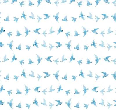 Blackout roller blind for window with blue birds pattern