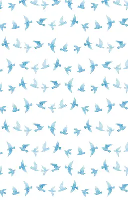 Blackout roller blind for window with blue birds pattern