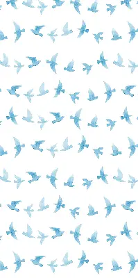 Blackout roller blind for window with blue birds pattern