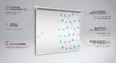 Blackout roller blind for window Blue birds