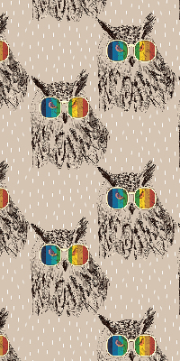 Fabric roller blind for window Owls in colorful glasses