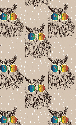 Fabric roller blind for window Owls in colorful glasses