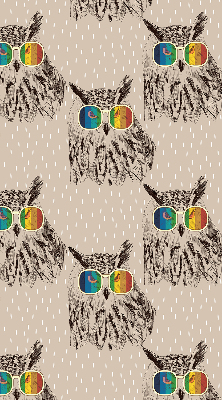 Fabric roller blind for window Owls in colorful glasses