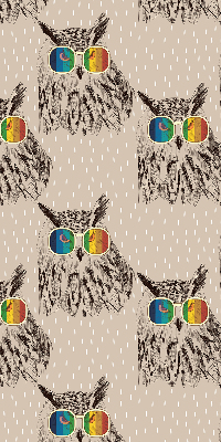 Fabric roller blind for window Owls in colorful glasses