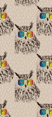 Fabric roller blind for window Owls in colorful glasses