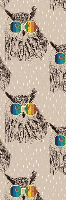 Fabric roller blind for window Owls in colorful glasses