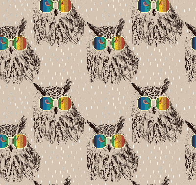 Fabric roller blind for window Owls in colorful glasses