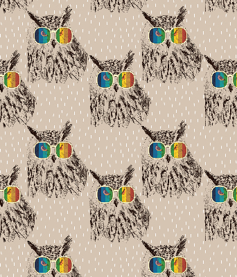 Fabric roller blind for window Owls in colorful glasses