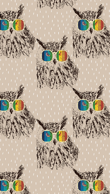 Fabric roller blind for window Owls in colorful glasses