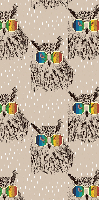 Fabric roller blind for window Owls in colorful glasses