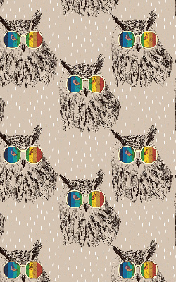 Fabric roller blind for window Owls in colorful glasses