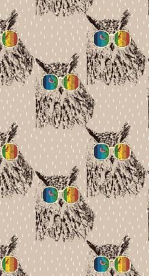Fabric roller blind for window Owls in colorful glasses