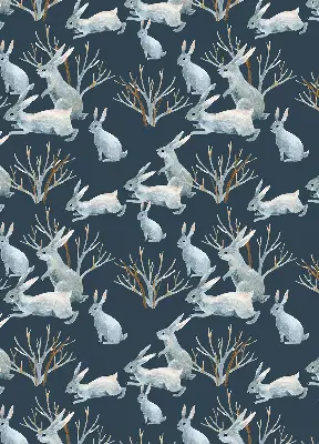 Blackout roller blind rabbits and sticks print
