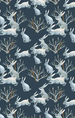 Blackout roller blind rabbits and sticks print