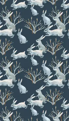 Blackout roller blind rabbits and sticks print