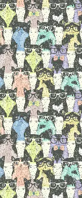 Fabric roller blind for window with cats pattern