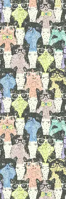 Fabric roller blind for window with cats pattern