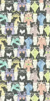 Fabric roller blind for window with cats pattern