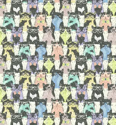 Fabric roller blind for window with cats pattern