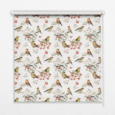 Blackout roller blind for window with birds on branches print