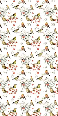 Blackout roller blind for window with birds on branches print