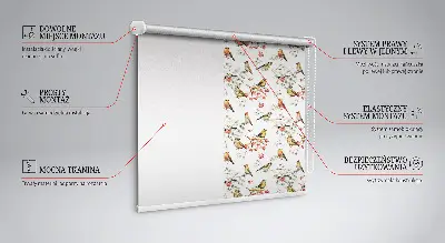 Blackout roller blind for window with birds on branches print