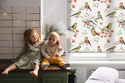 Blackout roller blind for window Birds on the branches