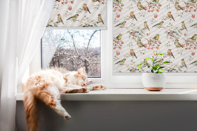 Blackout roller blind for window Birds on the branches